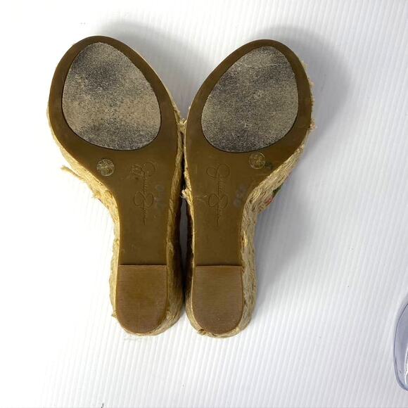 Womens Jessica Simpson Gains Platform Espadrille Wedges Floral Peep Toe Pink 8.5 - Picture 7 of 8